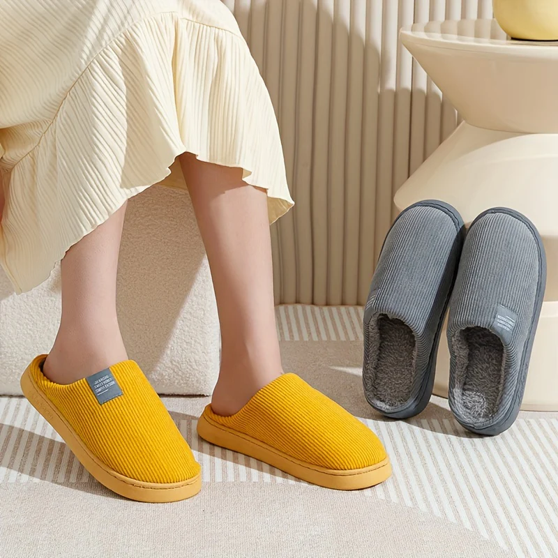 Women's & Unisex Plush Slip-On Slippers with Non-Slip Rubber Sole - Winter Warm Indoor House Shoes, Soft Plush & Cushioned Footbed, Multi-Color Options (Pink, Blue, Grey, Brown, Green, Yellow, Orange) for Home, Postpartum Car - Image 7