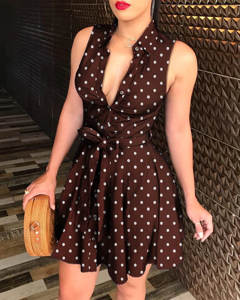 Women's V-neck printed dress with dress - Image 2