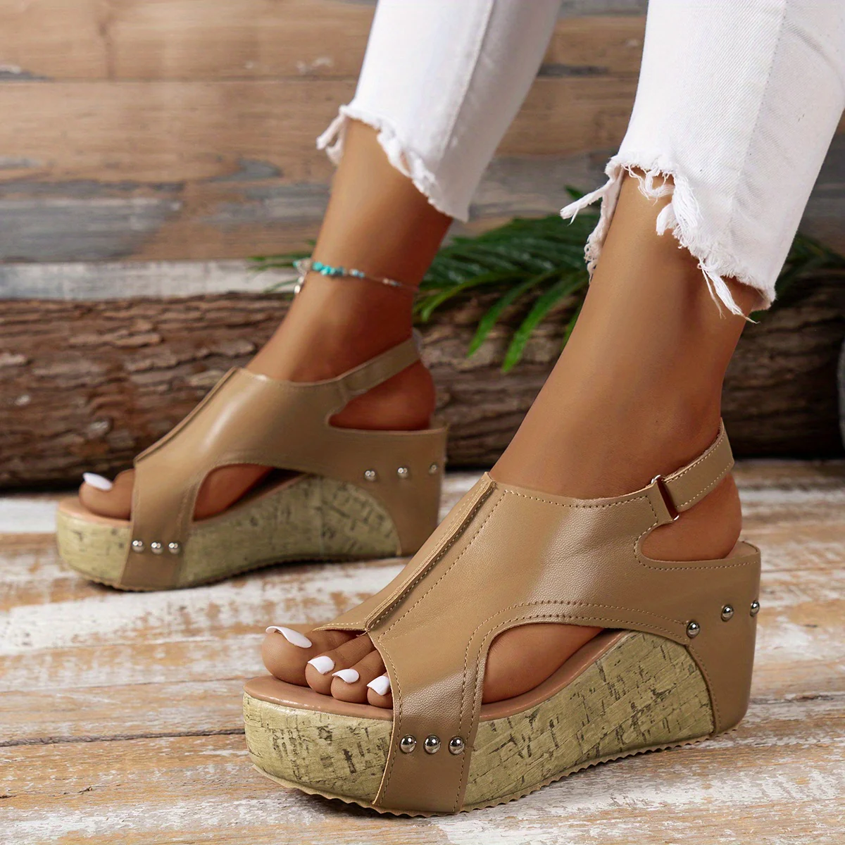 Women's Vintage Platform Sandals, Peep Toe Side Cut Out Slingback Casual Shoes, Summer Comfy Wedge Shoes - Image 26