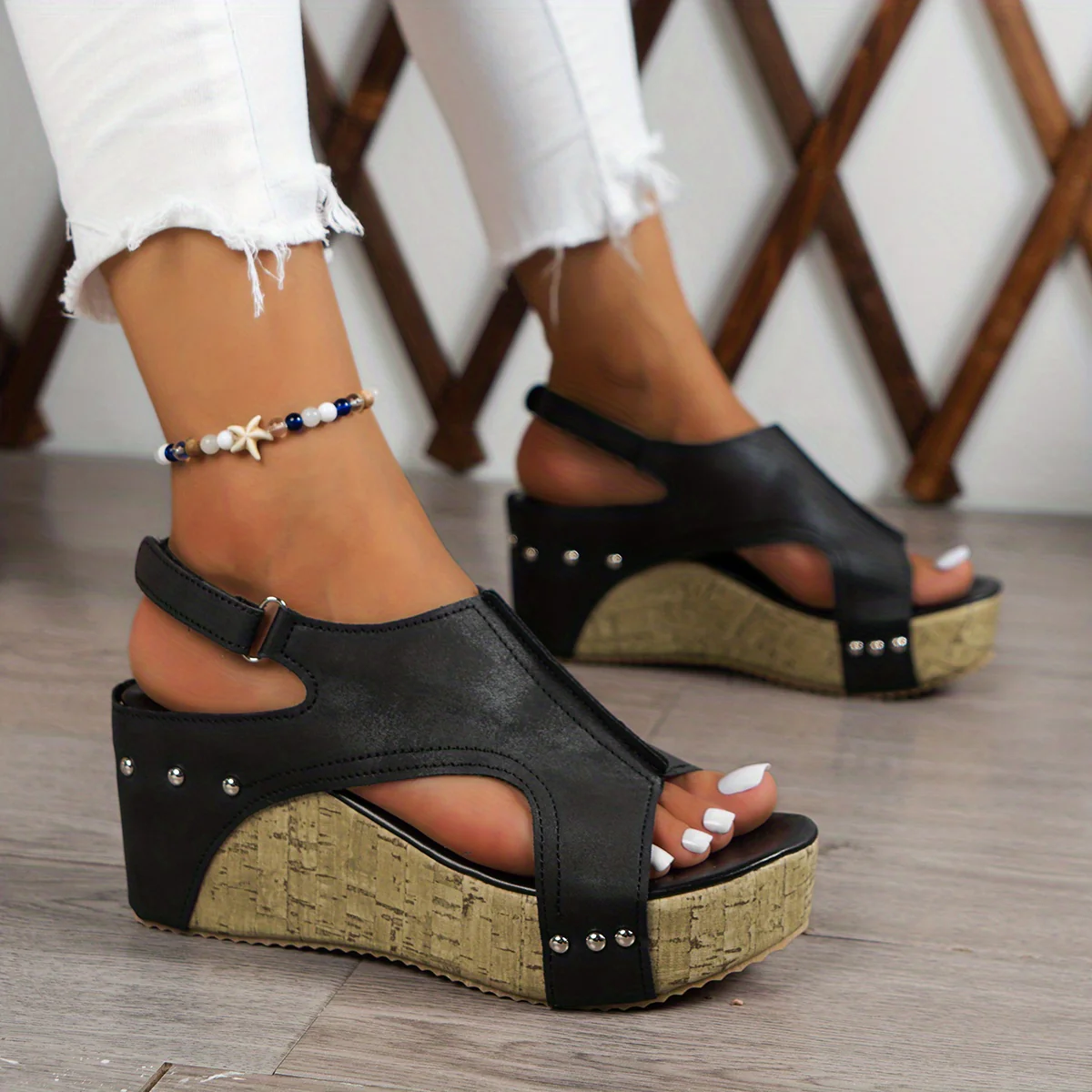 Women's Vintage Platform Sandals, Peep Toe Side Cut Out Slingback Casual Shoes, Summer Comfy Wedge Shoes - Image 32