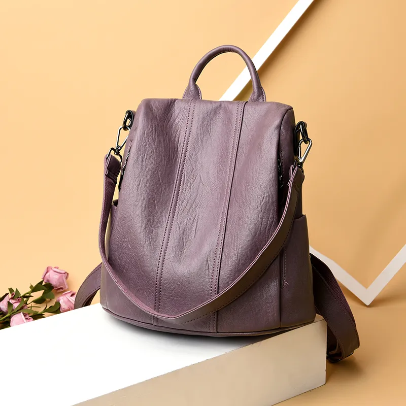 Women's Waterproof Anti Theft Leather Backpack 2022 Girls Shoulder Bags Multifunctional Large Capacity Travel Backpacks Mochilas - Image 4