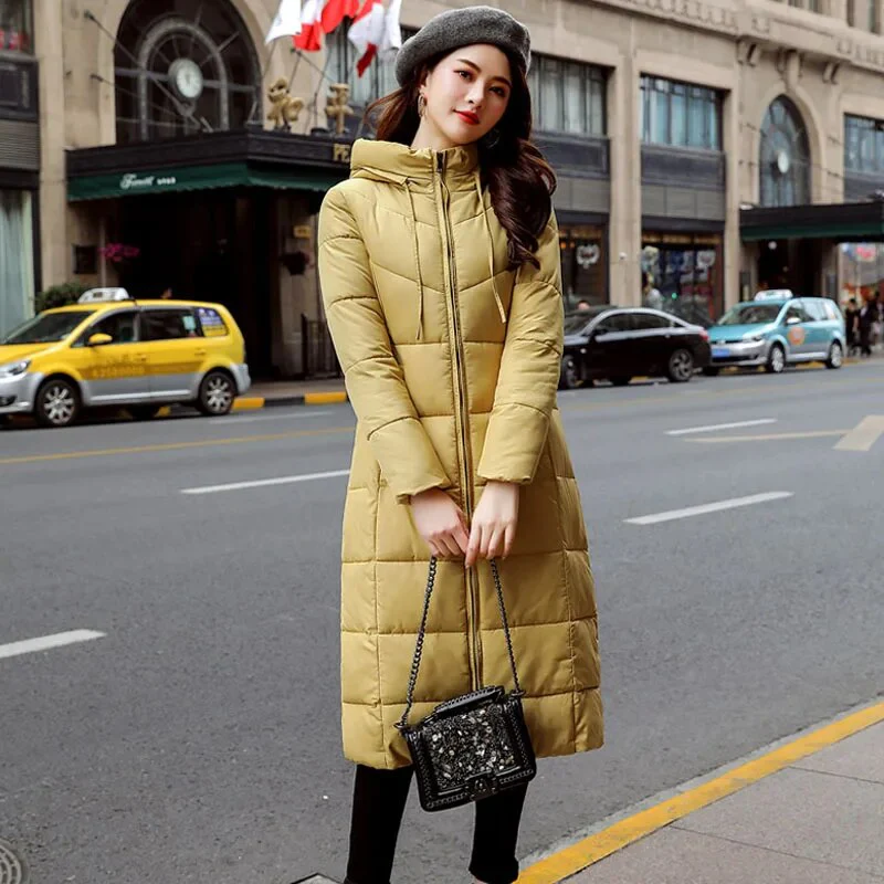 Womens Winter Jackets Hooded Stand Collar Cotton Padded Female Coat Winter Women Long Parka Warm Thicken Jacket - Image 12