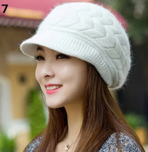 Women's winter solid color warm knitting loose beret leisure ski cap Korean version beret plus velvet thick knitting ear cap - Image 8