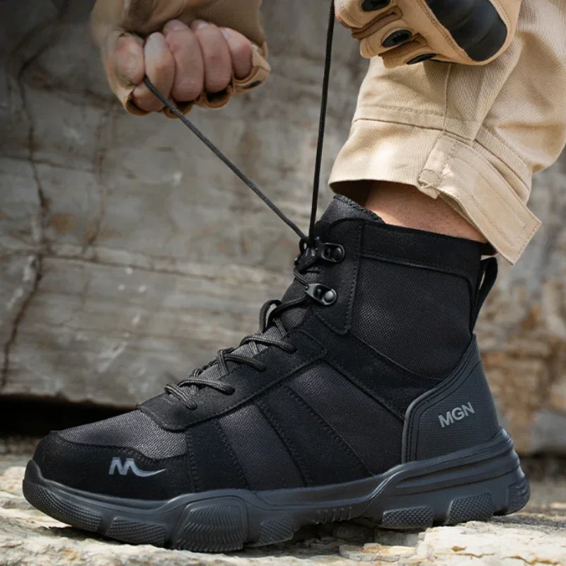Work Boots Indestructible Men's Safety Shoes Steel Toe Shoes Anti-smashing Work Boots Protective Shoes Puncture-Proof Men Boots - Image 2