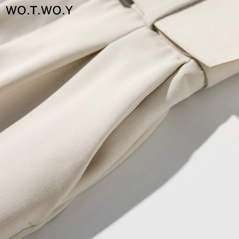 WOTWOY Elegant Formal High Waist Pants Women Skinny Office Lady Pencil Pants Women Pockets Sashes Ankle-Length Trousers Women - Image 14
