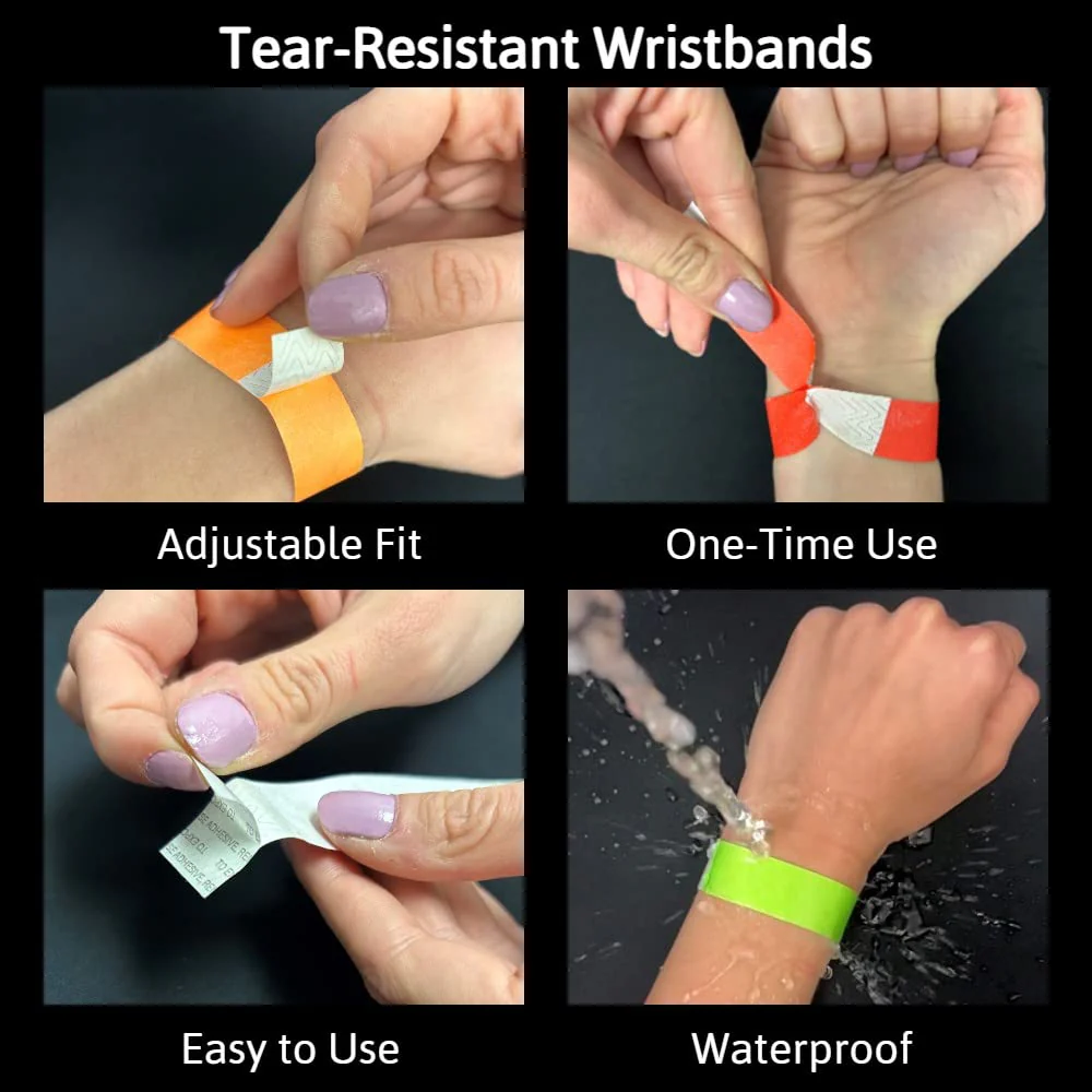 WristCo Custom Printed Wristbands - Select a Color, Quantity & Personalize Any Text to Wrist Band ID Bracelets for Events Concert Party Festival Security Admission VIP - Image 7