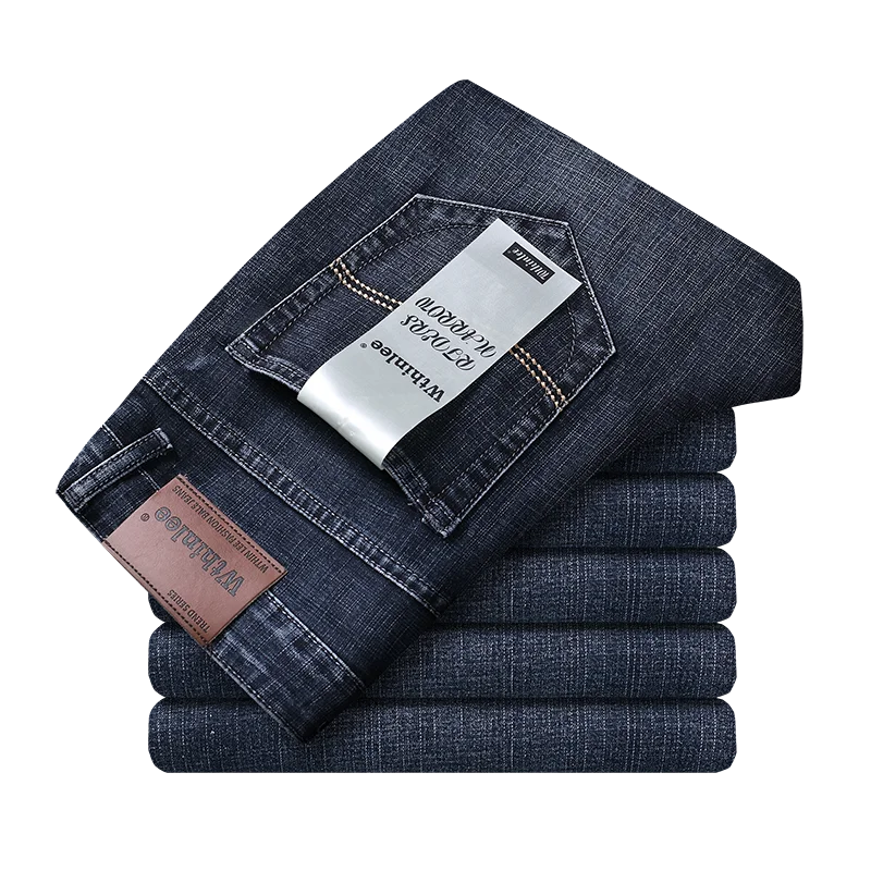 Wthinlee New Business Men's Jeans Casual Straight Stretch Fashion Classic Blue Black Work Denim Trousers Male Brand Clothing - Image 2