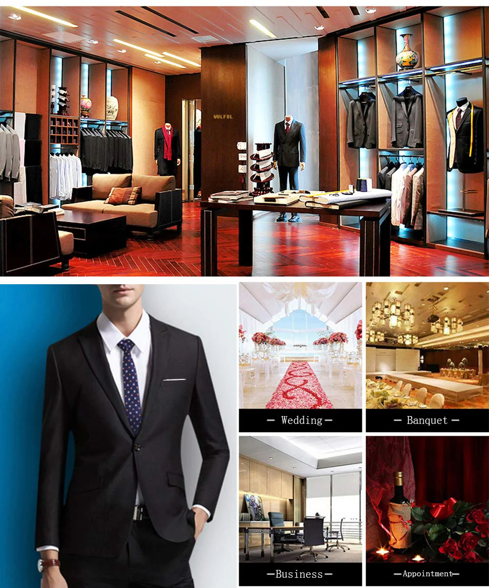 WULFUL Men’s Suit Slim Fit One Button 3-Piece Suit Blazer Dress Business Wedding Party Jacket Vest & Pants Dark Grey - Image 2