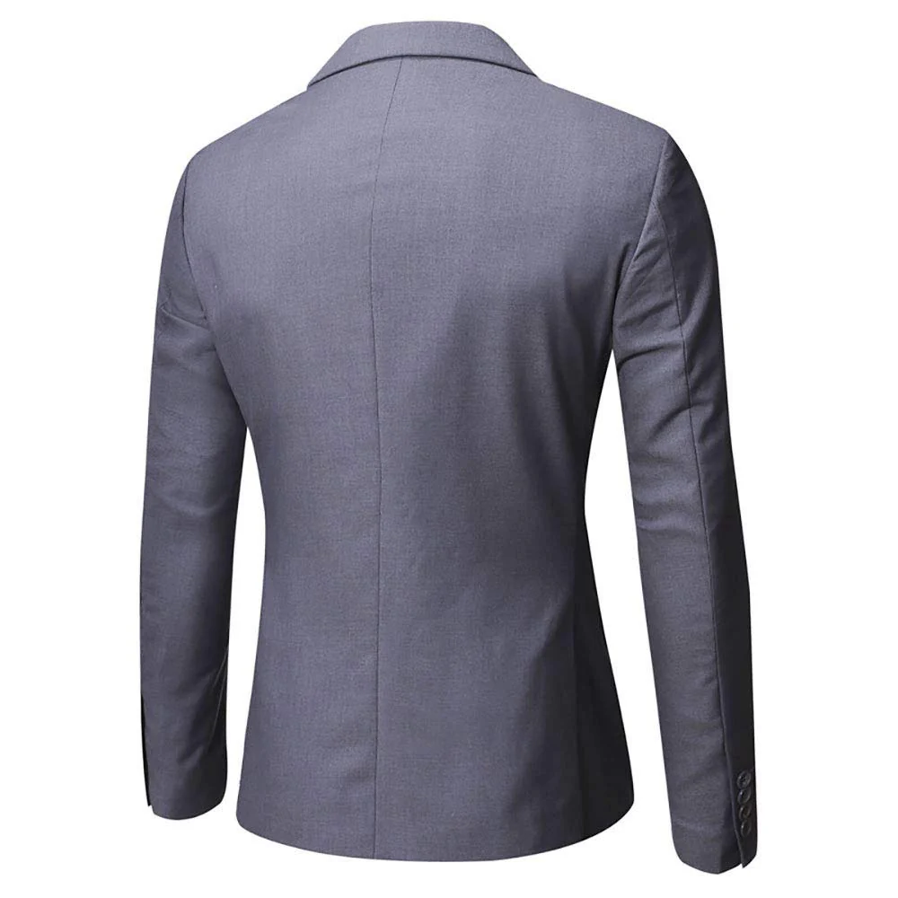 WULFUL Men’s Suit Slim Fit One Button 3-Piece Suit Blazer Dress Business Wedding Party Jacket Vest & Pants Dark Grey - Image 3