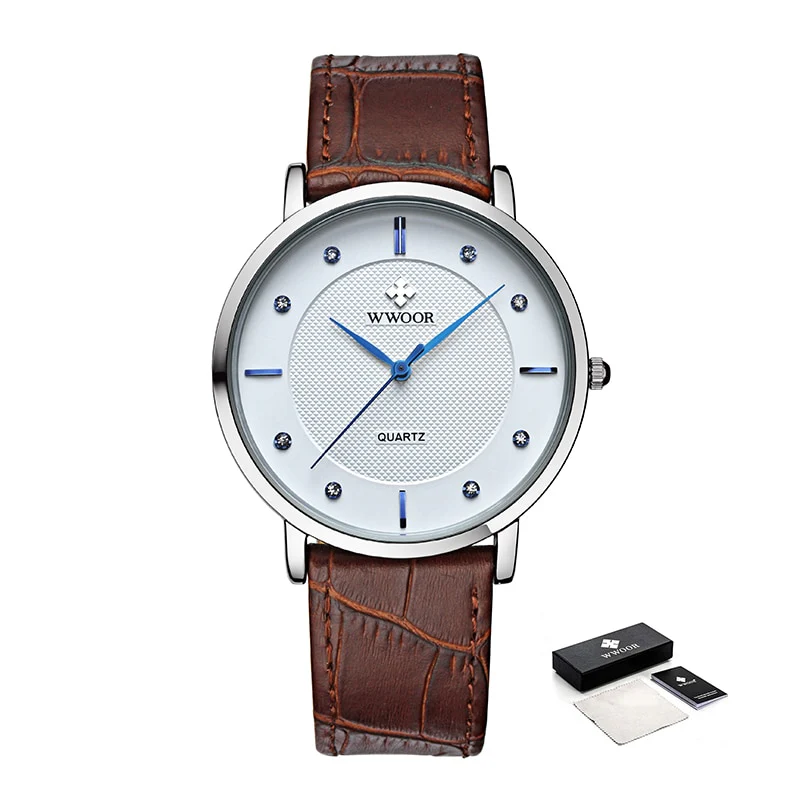 WWOOR Clearance Best Selling Men Quartz Wristwatches Luxury Brand Fashion Slim Watch Gift For Men Waterproof Brown Leather Watch - Image 14