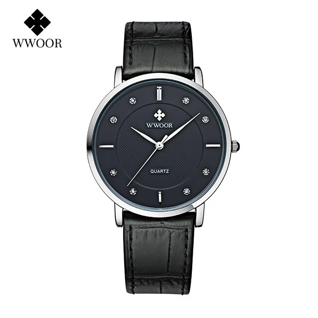 WWOOR Clearance Best Selling Men Quartz Wristwatches Luxury Brand Fashion Slim Watch Gift For Men Waterproof Brown Leather Watch - Image 3