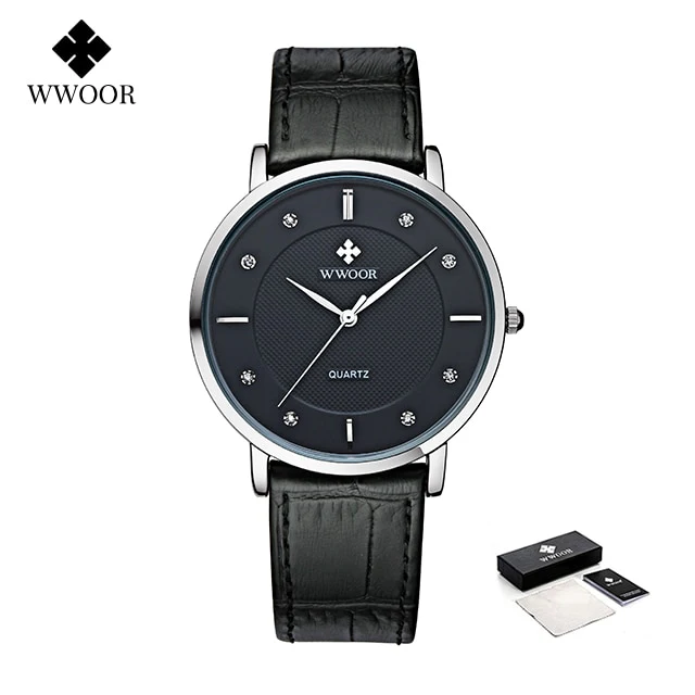 WWOOR Clearance Best Selling Men Quartz Wristwatches Luxury Brand Fashion Slim Watch Gift For Men Waterproof Brown Leather Watch - Image 4