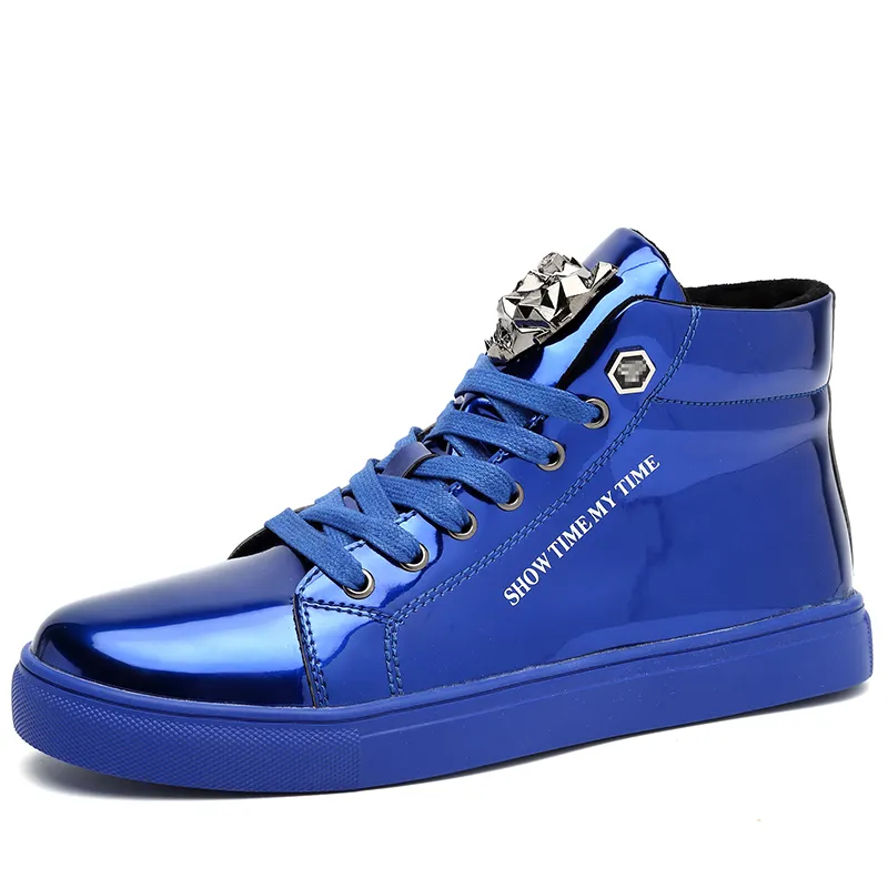 X Brand Fashion Autumn Mens Sneakers Big Size 47 Shiny Metal Men Casual Shoes Glitter Red Blue High top Shoes Men Sneakers 2022 - Image 8