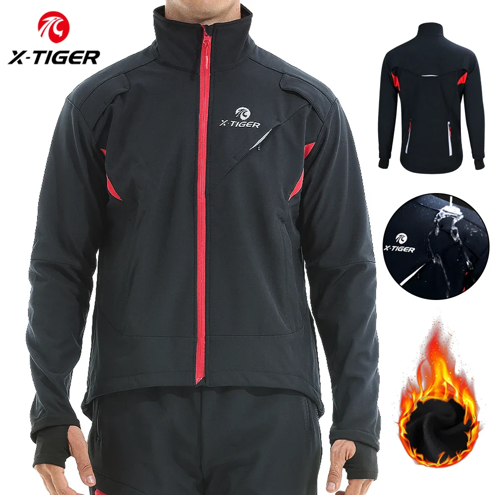 X-TIGER Winter Fleece Thermal Cycling Jacket Coat Windproof Bicycle Clothing Autumn Outdoors Sport Cycling Camping Hiking Jacket - Image 2