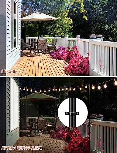 XDW-GIFTS String Light Pole - Steel Poles for Outdoor String Lights Hanging, Garden, Backyard, Patio Lighting Stand for Parties, Christmas, Wedding, 2 Pack - Image 5