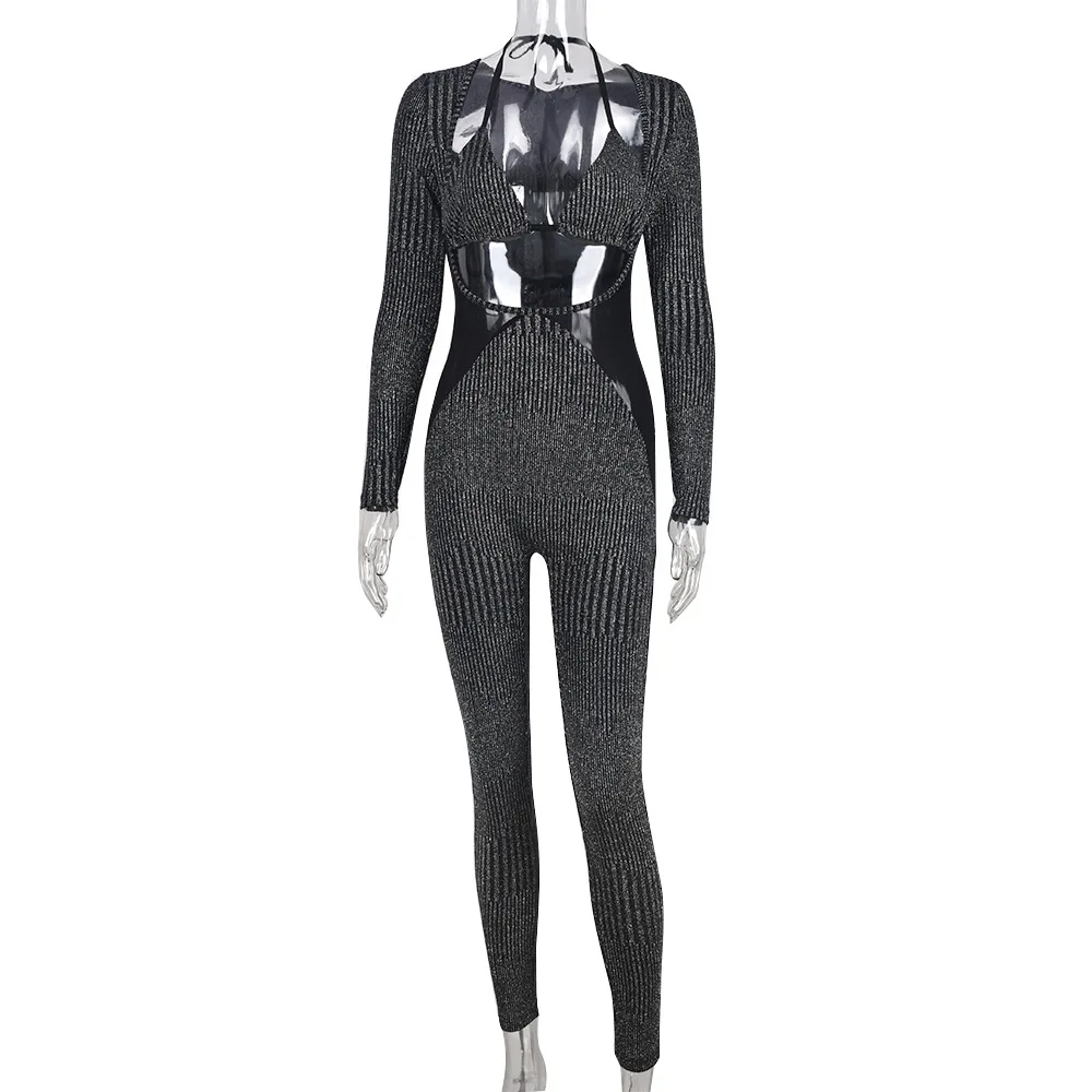 XUAN PhD Sexy Low Cut Long Sleeve Jumpsuits Women Mesh Patchwork Camisole One Piece Rompers 2022 Summer Fairy Gunge Clothes - Image 7