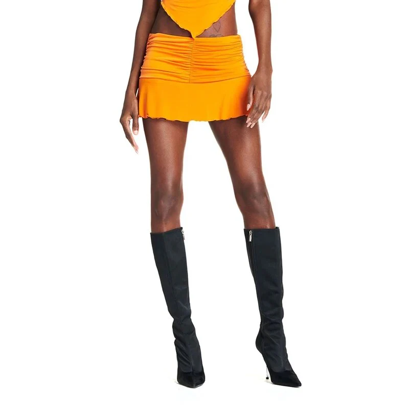 Y2K Aesthetic Low Waist Slim Fit Mini Skirt Women Summer Sexy Drawstring Irregular Ruffles Hem Short Skirt E-girl Streetwear - Image 10