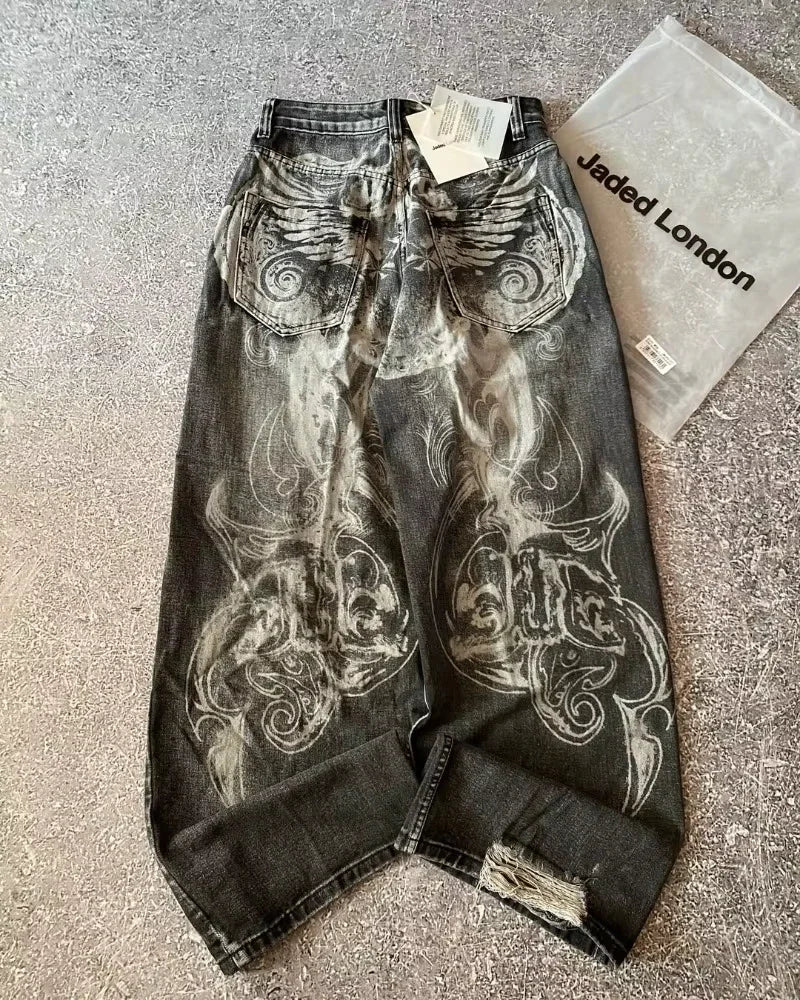 Y2K American New Pattern Embroidery Baggy Jeans Men High Street Vintage Hip Hop Fashion Casual Joker Couple Wide-leg Pants - Image 10