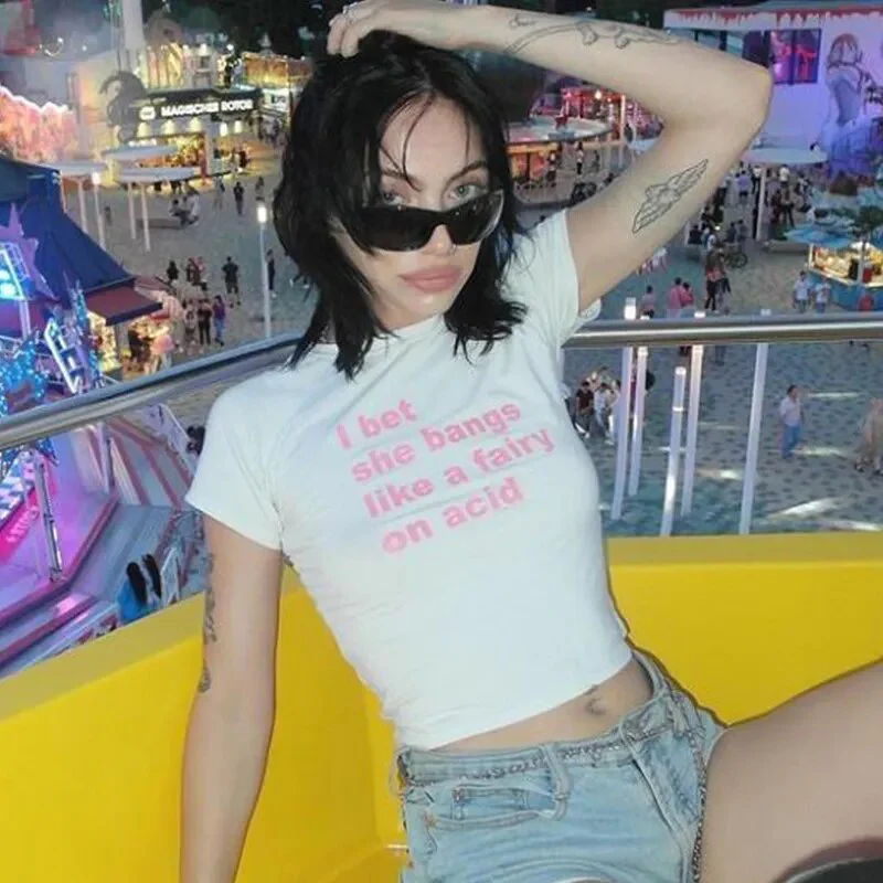 Y2k Women T Shirts Future Milf Star Fashion Women Crop Top Harajuku Streetwear Slim Tshirt Tops Summer Sexy Party Femme Clothes - Image 2