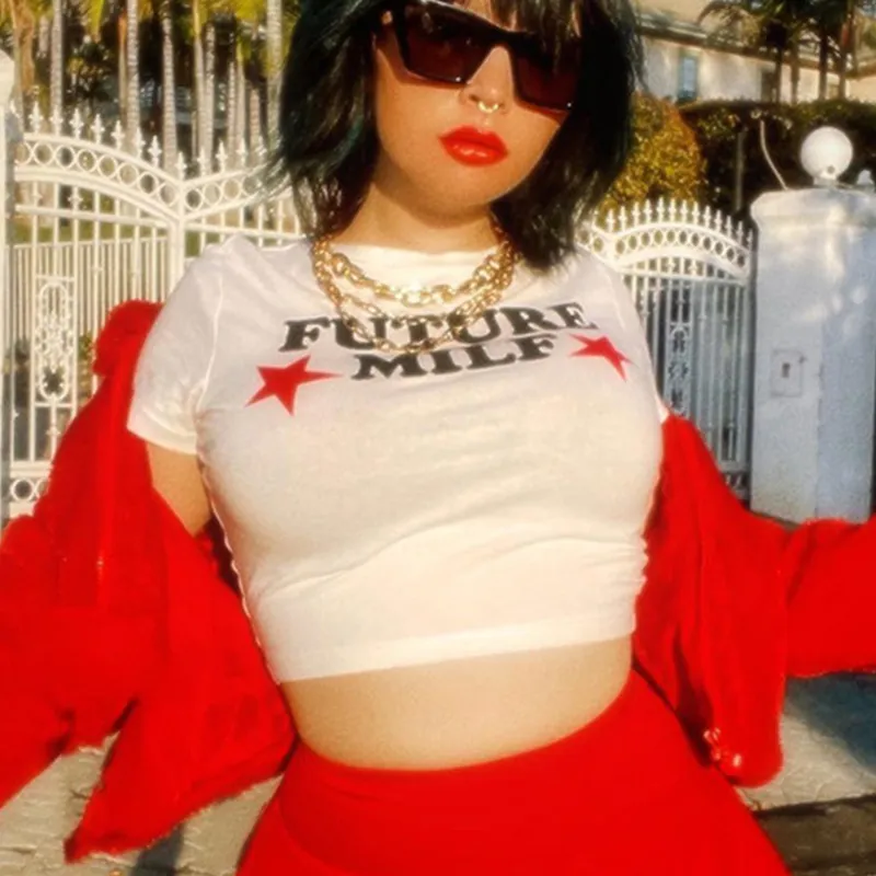 Y2k Women T Shirts Future Milf Star Fashion Women Crop Top Harajuku Streetwear Slim Tshirt Tops Summer Sexy Party Femme Clothes - Image 22