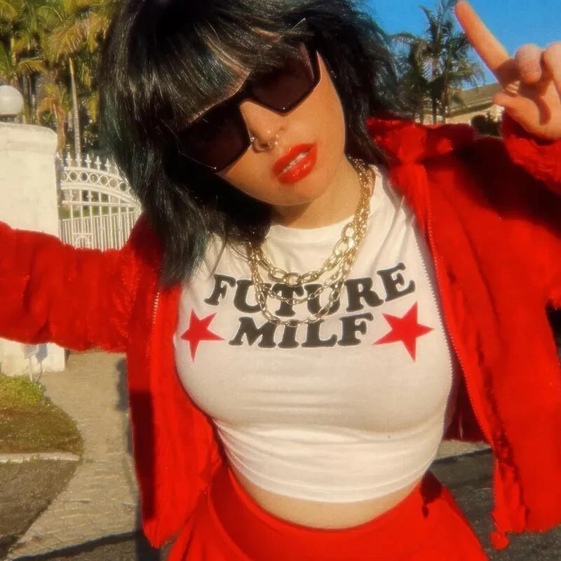 Y2k Women T Shirts Future Milf Star Fashion Women Crop Top Harajuku Streetwear Slim Tshirt Tops Summer Sexy Party Femme Clothes - Image 23