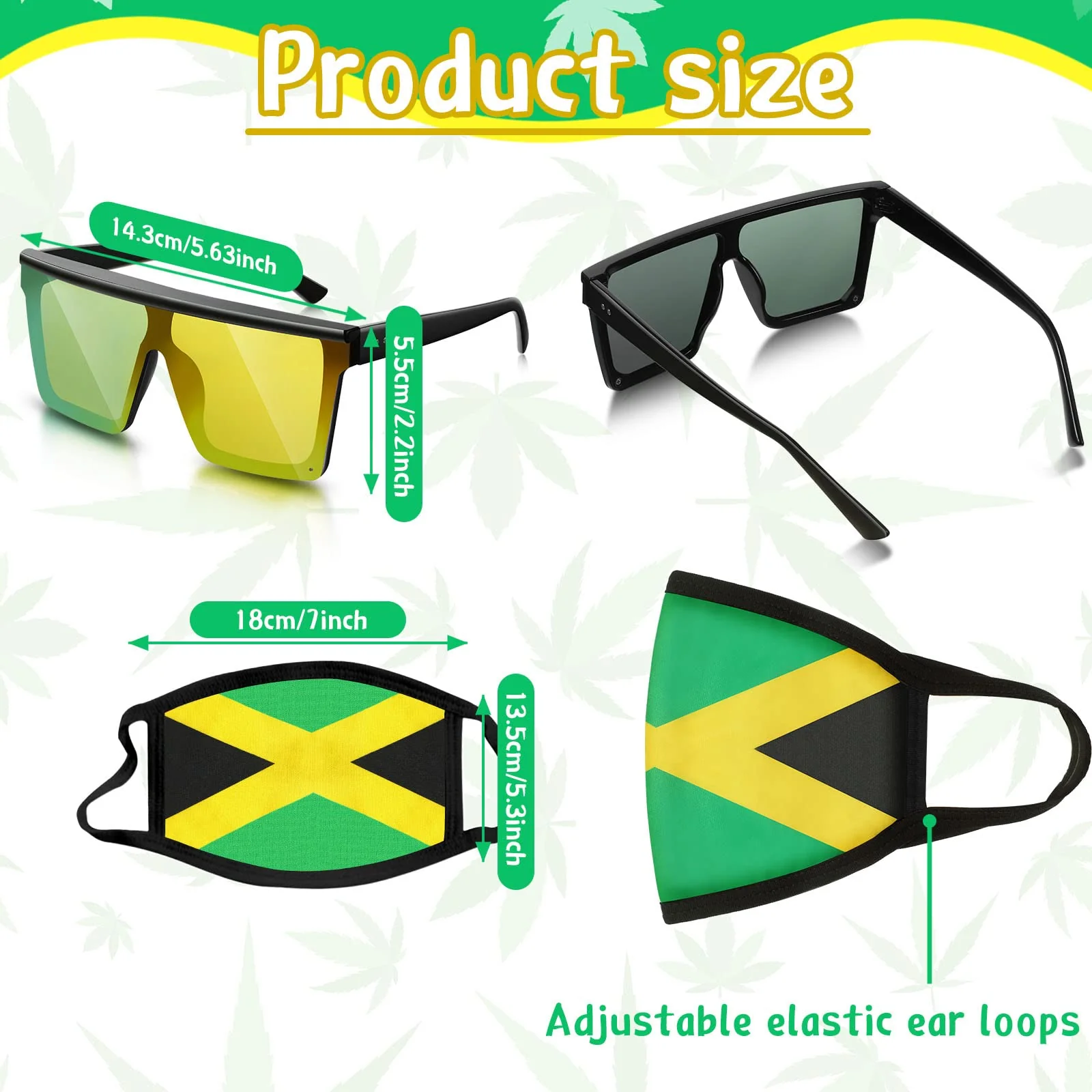 Yahenda 4 PCS Jamaican Swimsuit for Women, Include Sarong Wrap Cover Up, Water Shoe, Face Cover, Sunglasses (Women 8.5-9.5) - Image 6