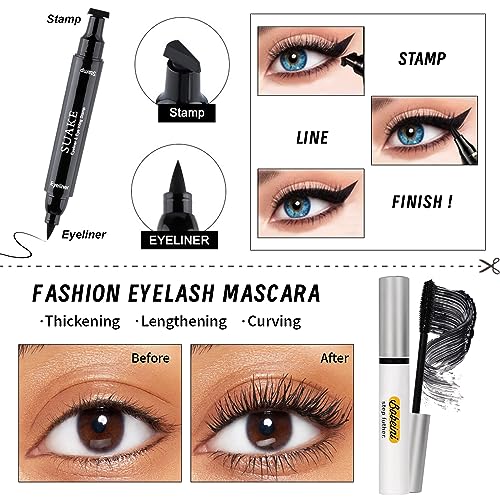 YBUETE All in One Makeup Set Kit for Women Full Kit, Makeup Gift for Women Teen Girl, Naked Eyeshadow Foundation Face Primer Brush 3 in 1 Palette Lip Gloss, Eyebrow Soap Mascara Eyeliner cosmetic bag - Image 3