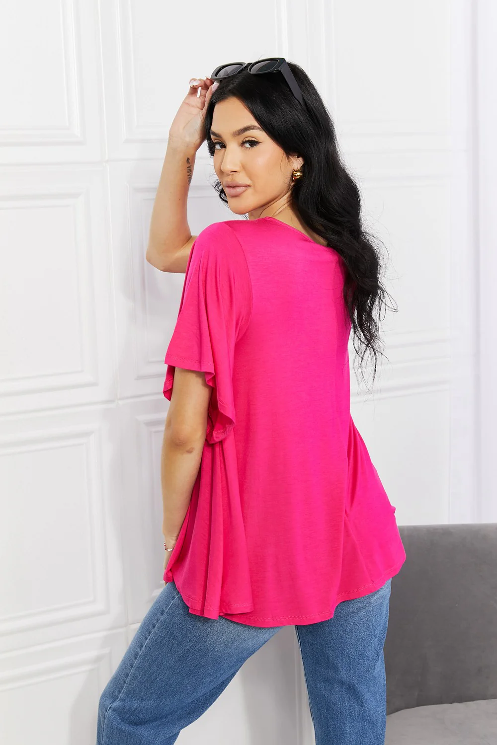 Yelete Full Size More Than Words Flutter Sleeve Top - Image 2