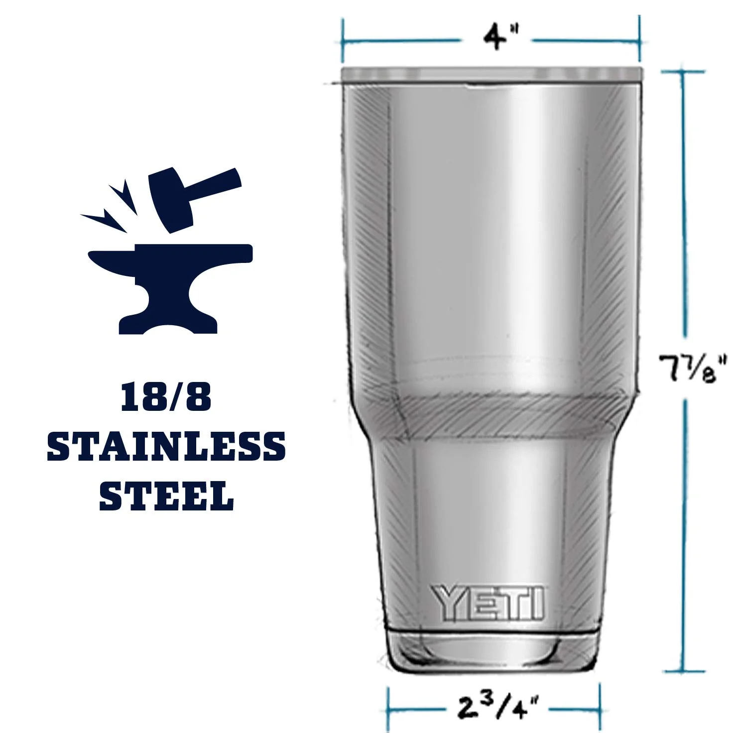 YETI Rambler 30 oz Stainless Steel Vacuum Insulated Tumbler w/MagSlider Lid, Navy - Image 7