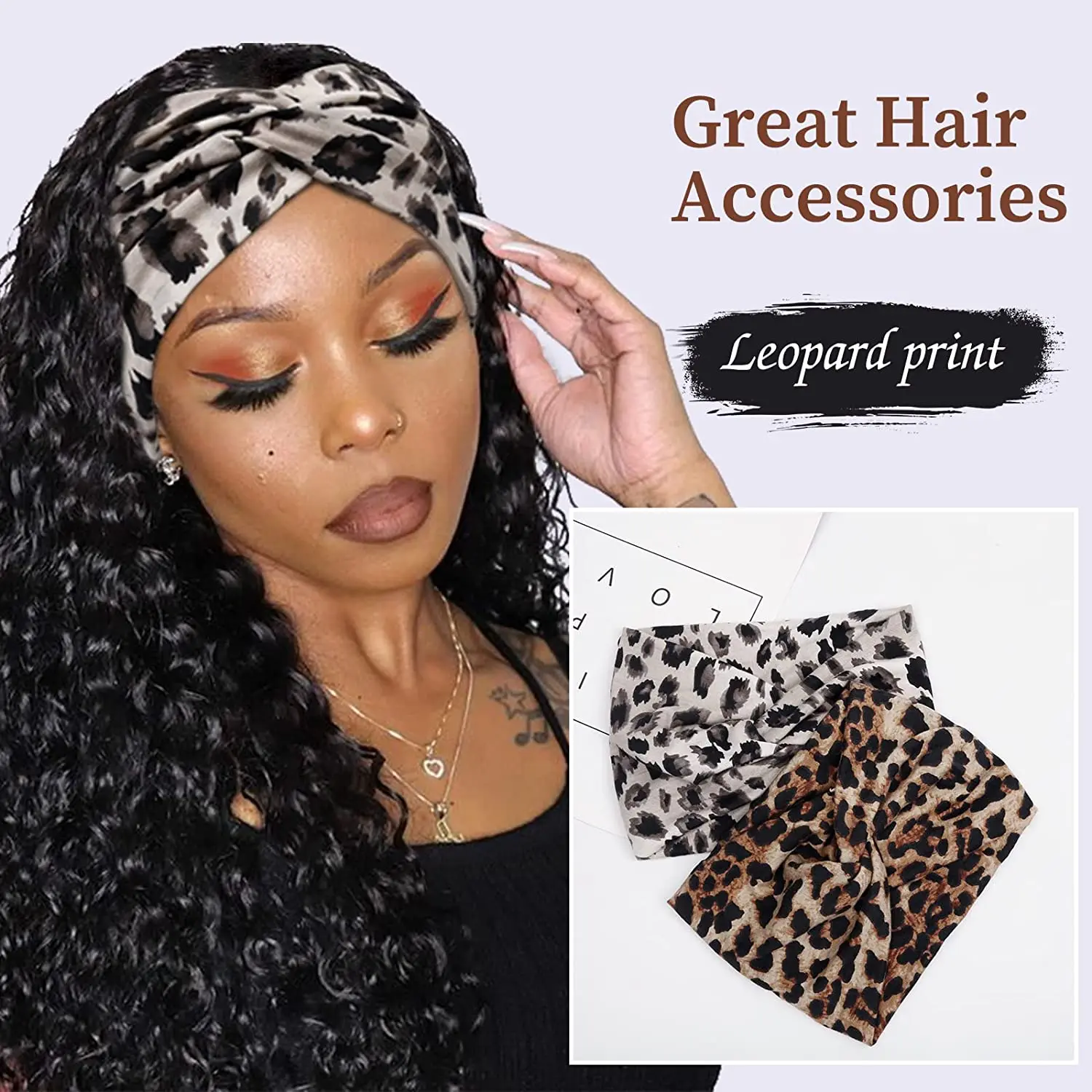 Yoga Headbands For Women's Hair Wide Thick Stretchy Boho African Turban Knotted Leopard Head Bands - Image 4