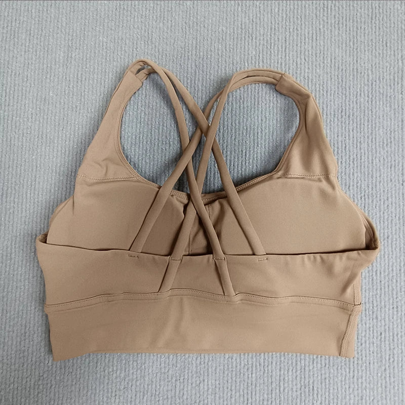 Yoga sports bra Solid color women's Bras Soft cross back sports bra fitness exercise tight fitting training  jogging sports bras - Image 11