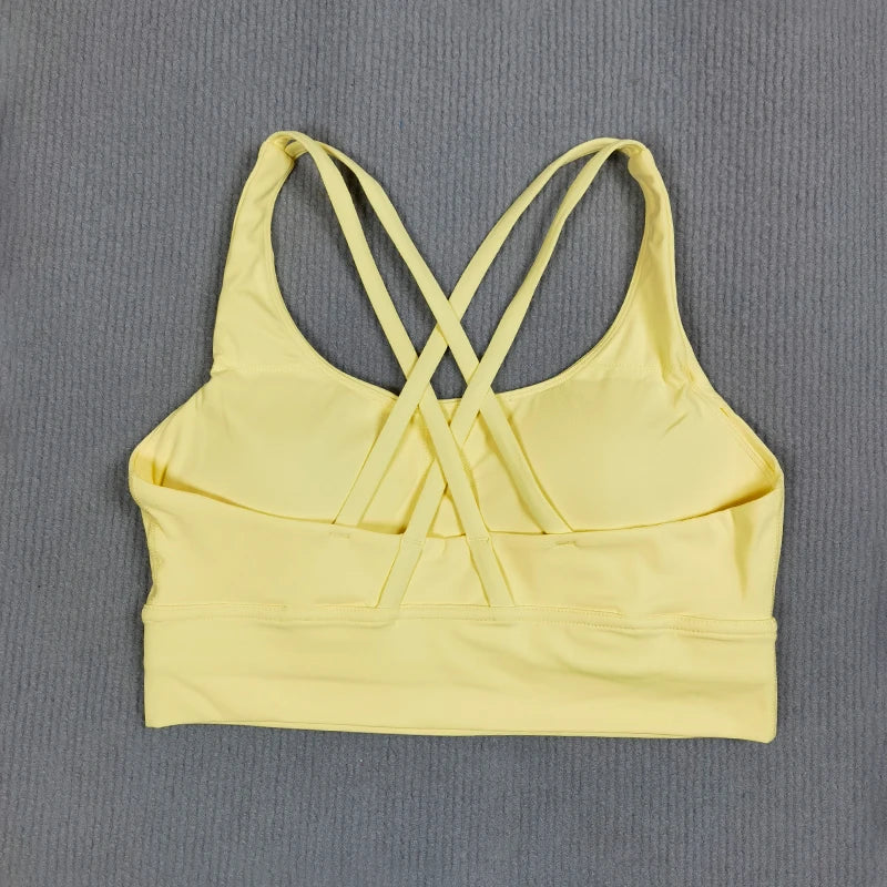 Yoga sports bra Solid color women's Bras Soft cross back sports bra fitness exercise tight fitting training  jogging sports bras - Image 15