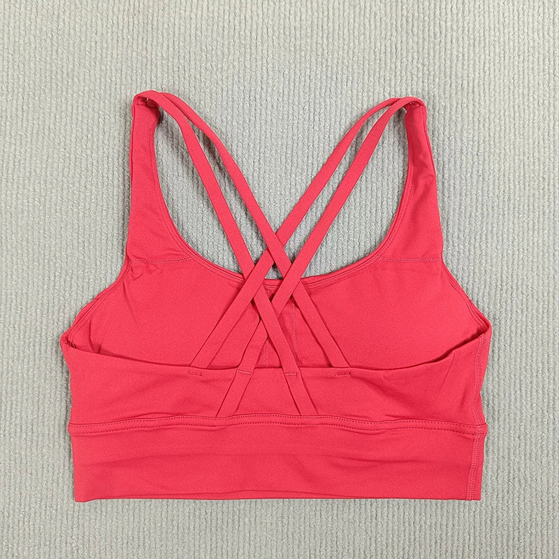 Yoga sports bra Solid color women's Bras Soft cross back sports bra fitness exercise tight fitting training  jogging sports bras - Image 17