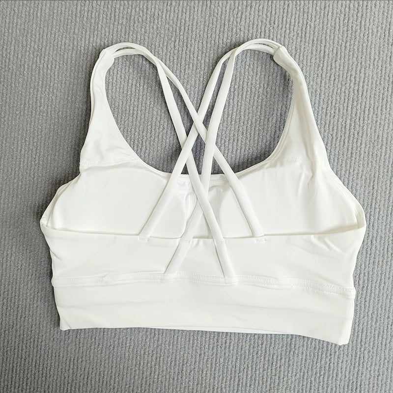 Yoga sports bra Solid color women's Bras Soft cross back sports bra fitness exercise tight fitting training  jogging sports bras - Image 22