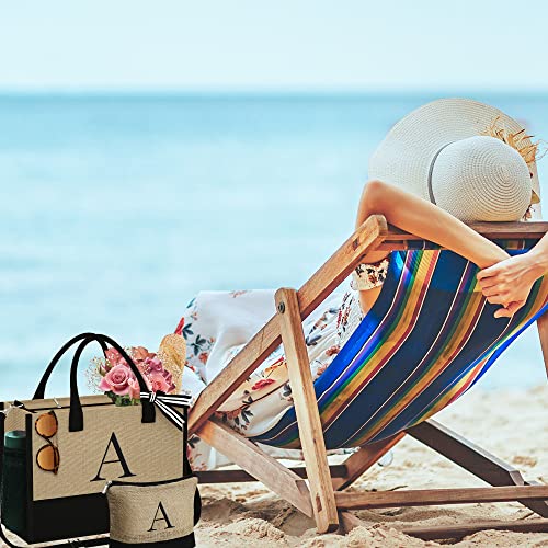YOOLIFE Gifts for Women - Birthday Gifts for Women A Initial Jute Tote Bag Gifts for Women Her Friend Sister Mom Birthday Gifts Teacher Appreciation Gifts Bride Bridesmaid Wedding Gifts - Image 2