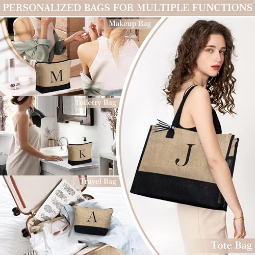 YOOLIFE Gifts for Women - Birthday Gifts for Women A Initial Jute Tote Bag Gifts for Women Her Friend Sister Mom Birthday Gifts Teacher Appreciation Gifts Bride Bridesmaid Wedding Gifts - Image 3