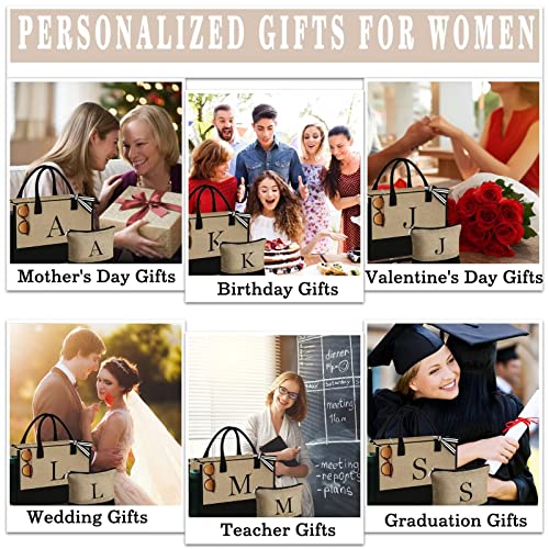 YOOLIFE Gifts for Women - Birthday Gifts for Women A Initial Jute Tote Bag Gifts for Women Her Friend Sister Mom Birthday Gifts Teacher Appreciation Gifts Bride Bridesmaid Wedding Gifts - Image 5