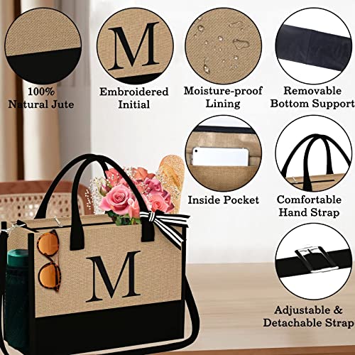 YOOLIFE Gifts for Women - Birthday Gifts for Women A Initial Jute Tote Bag Gifts for Women Her Friend Sister Mom Birthday Gifts Teacher Appreciation Gifts Bride Bridesmaid Wedding Gifts - Image 6