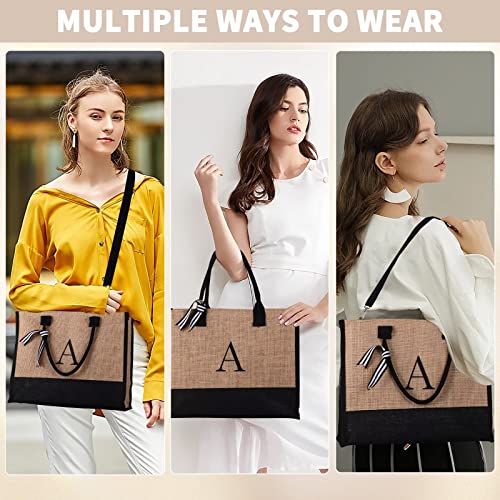 YOOLIFE Gifts for Women - Birthday Gifts for Women A Initial Jute Tote Bag Gifts for Women Her Friend Sister Mom Birthday Gifts Teacher Appreciation Gifts Bride Bridesmaid Wedding Gifts - Image 7