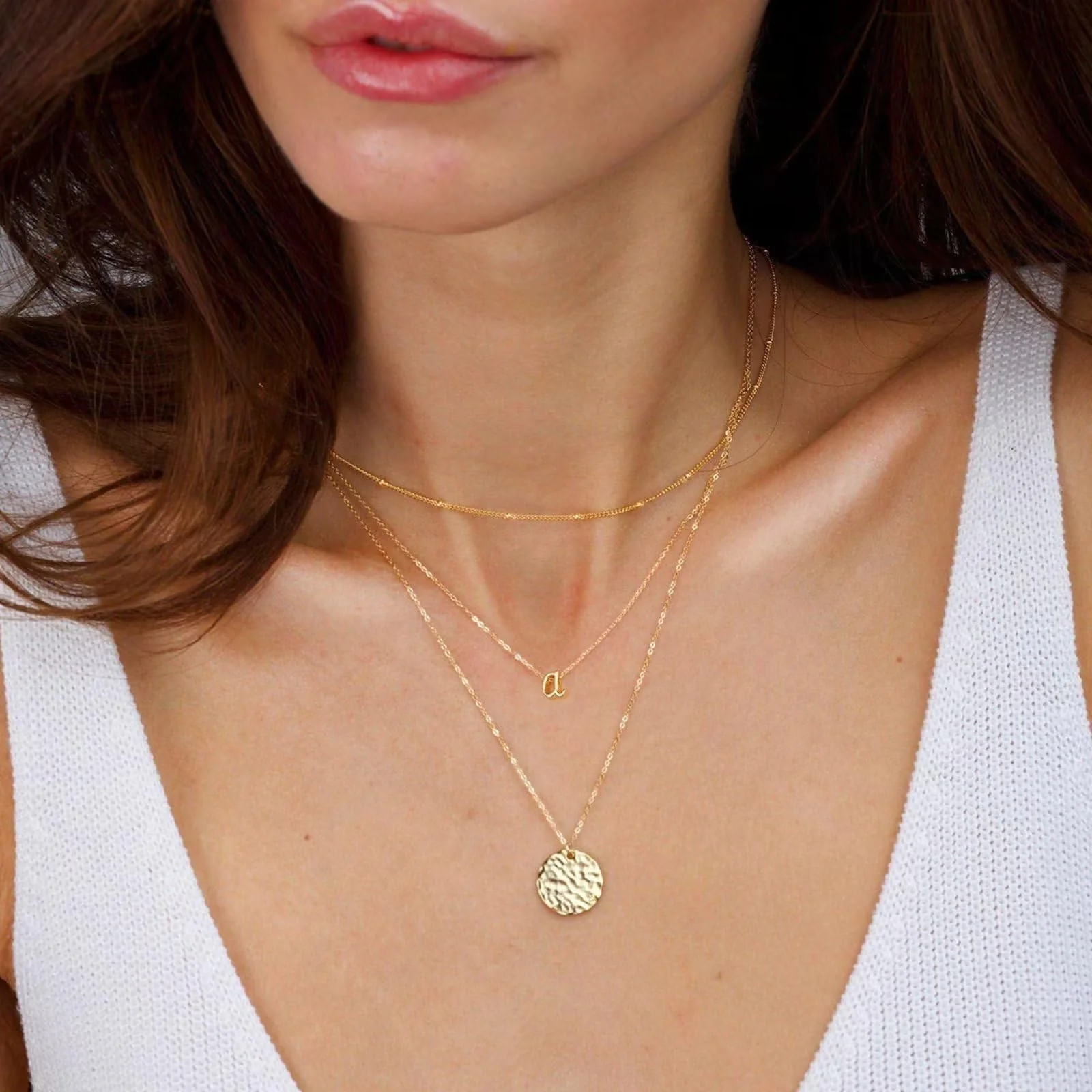 Yoosteel Gold Initial Necklaces for Women, Dainty 14K Gold Plated Layered Initial M Pendant Necklace Tiny Initial Necklace Layered Gold Initial Necklaces for Women Girls Jewelry - Image 2
