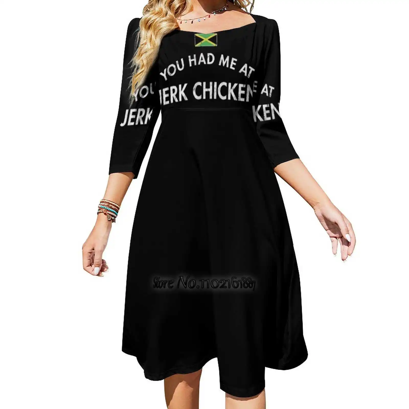 You Had Me At Jerk Chicken Loose V-Neck Skirt Sexy Short Sleeve Skirt Loose A-Line Dress Light And Breathable Dress Jamaica - Image 6