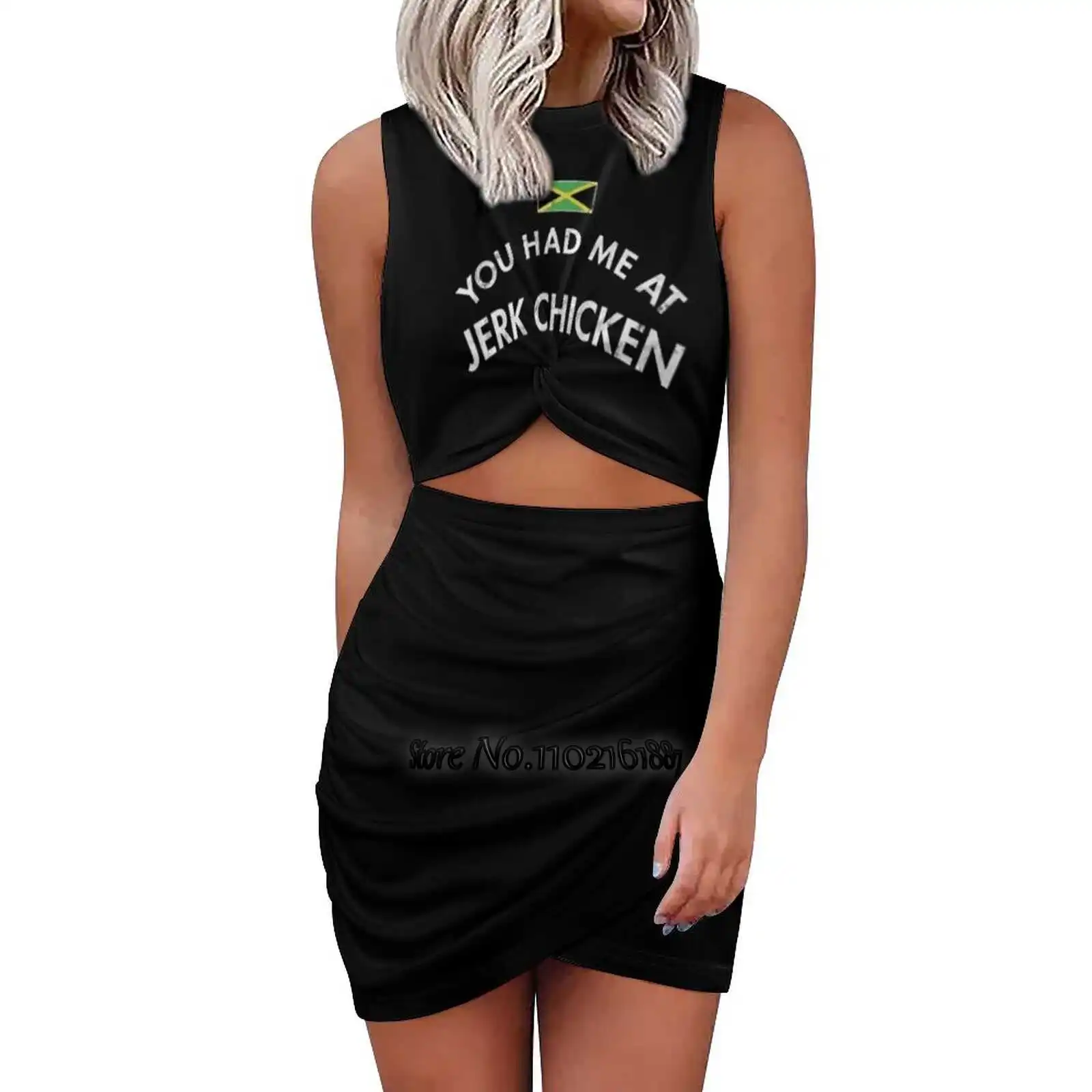 You Had Me At Jerk Chicken Loose V-Neck Skirt Sexy Short Sleeve Skirt Loose A-Line Dress Light And Breathable Dress Jamaica - Image 7