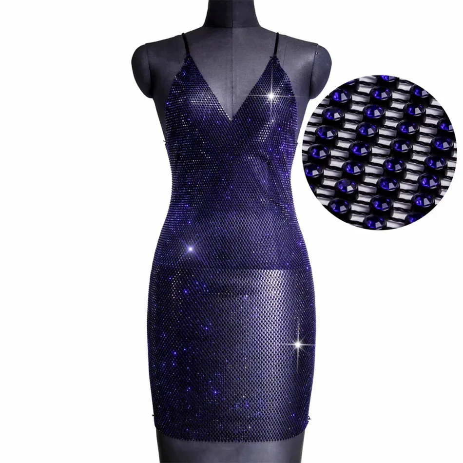 YOUR BUMP CURVE Diamond Fishnet Perspective Cutout Sleeveless Skinny Sexy Ladies Pool Party Crystal Mini Dress - Image 3