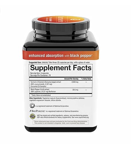 Youtheory Turmeric Curcumin Supplement with Black Pepper BioPerine, Powerful Antioxidant Properties for Joint & Healthy Inflammation Support 2250 MG 210 Capsules - Image 2