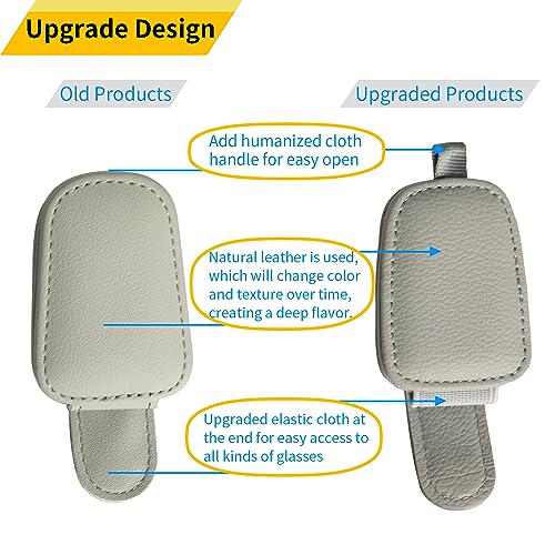 Yuoyar 2 Packs Sunglasses Holders for Car Visor - Magnetic Leather Sunglasses Holder and Ticket Card Clip - Car Visor Accessories (Silver Grey) - Image 6