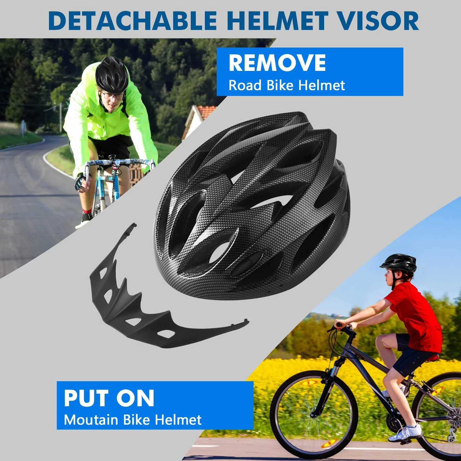 Zacro Adult Bike Helmet Lightweight for Men Women Comfort with Pads&Visor, Certified Bicycle Helmet for Adults Youth Mountain Road Biker - Image 4