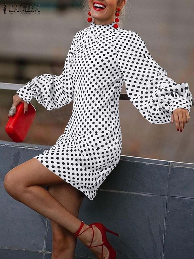 Sexy  Fashion OL Bohemian Dress Women Puff Sleeve Sundress - Image 2