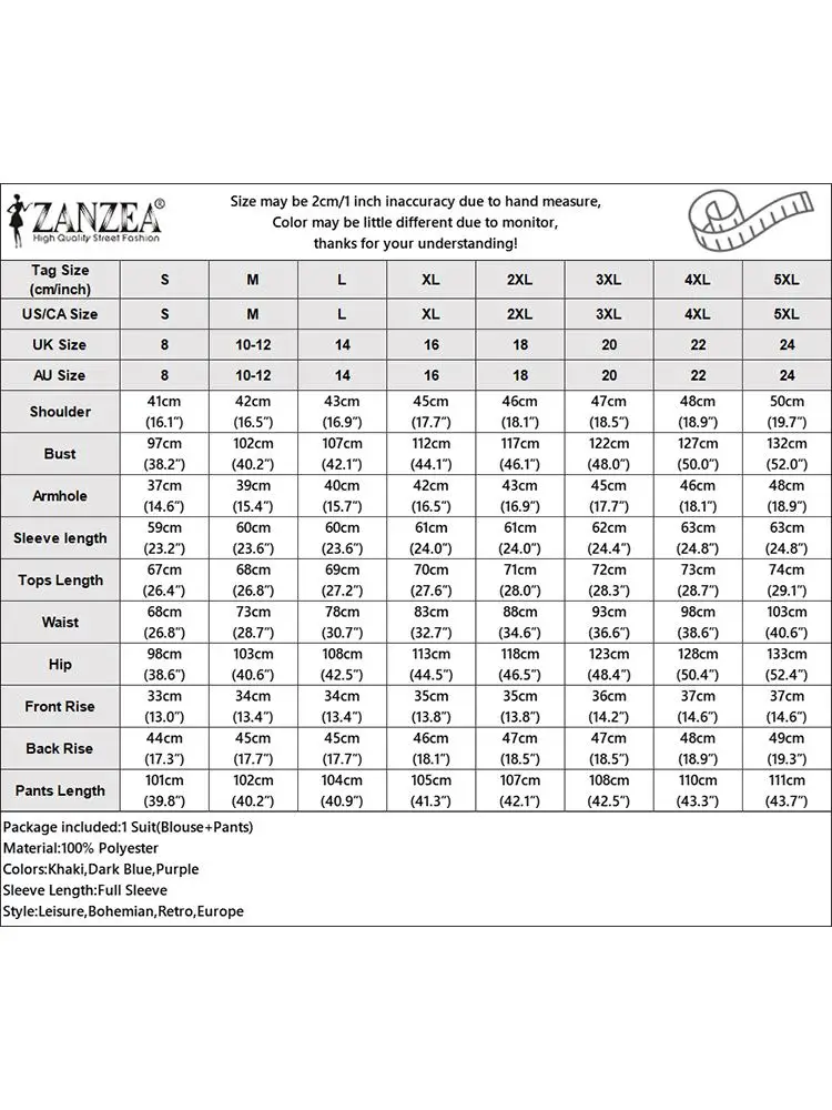 ZANZEA Women Elegant Lapel Neck Long Sleeve Shirt Pants Sets Solid Work OL Trousers Suits Tracksuit 2PCS Fashion Autumn Outifits - Image 6