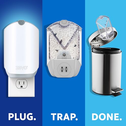 Zevo Flying Insect Trap, Fly Trap, Fruit Fly Trap (2 Plug-in Bases + 2 Refill Cartridges) - Image 5