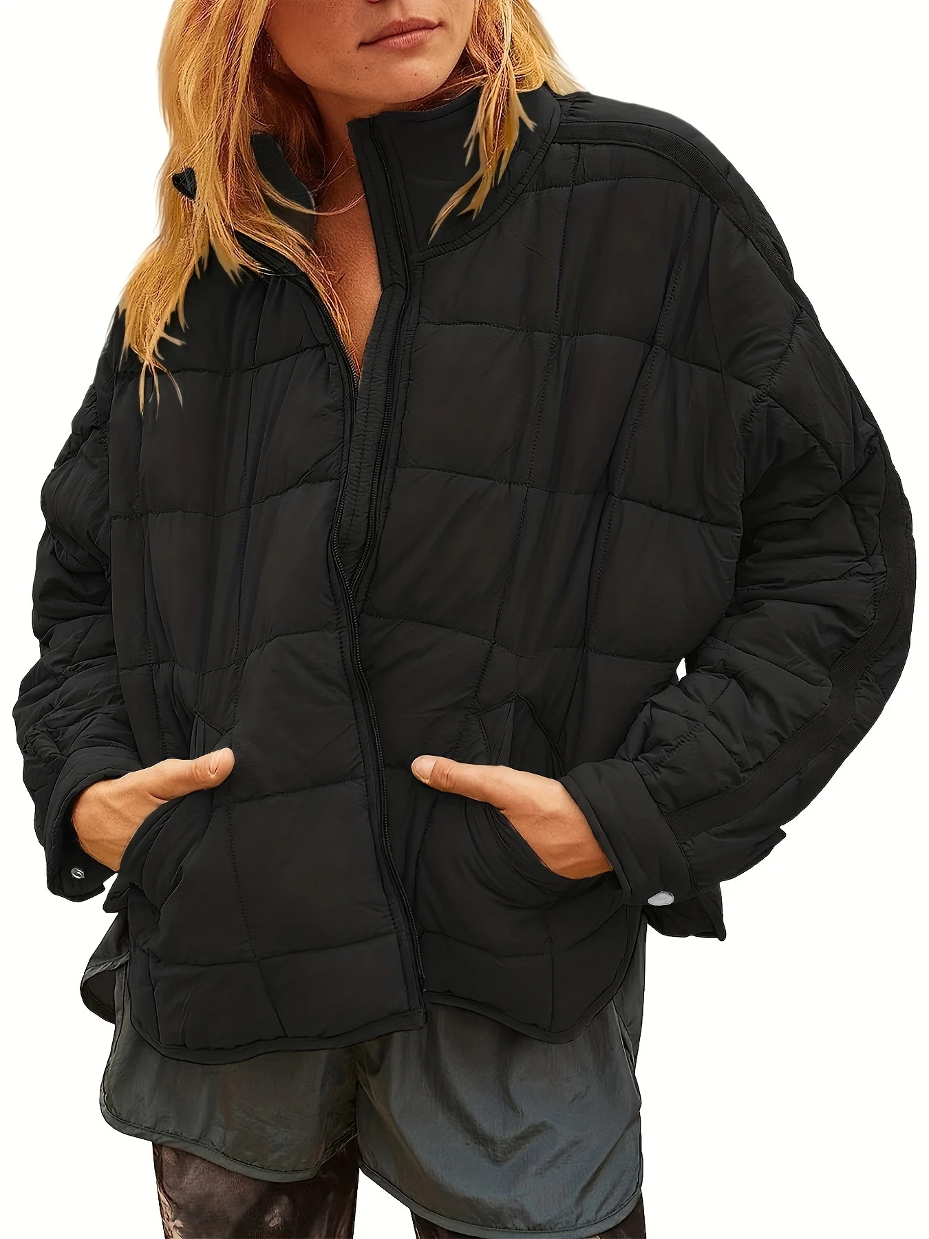 Zip Up Solid Coat, Casual Long Sleeve Winter Warm Versatile Outerwear, Women's Clothing - Image 2